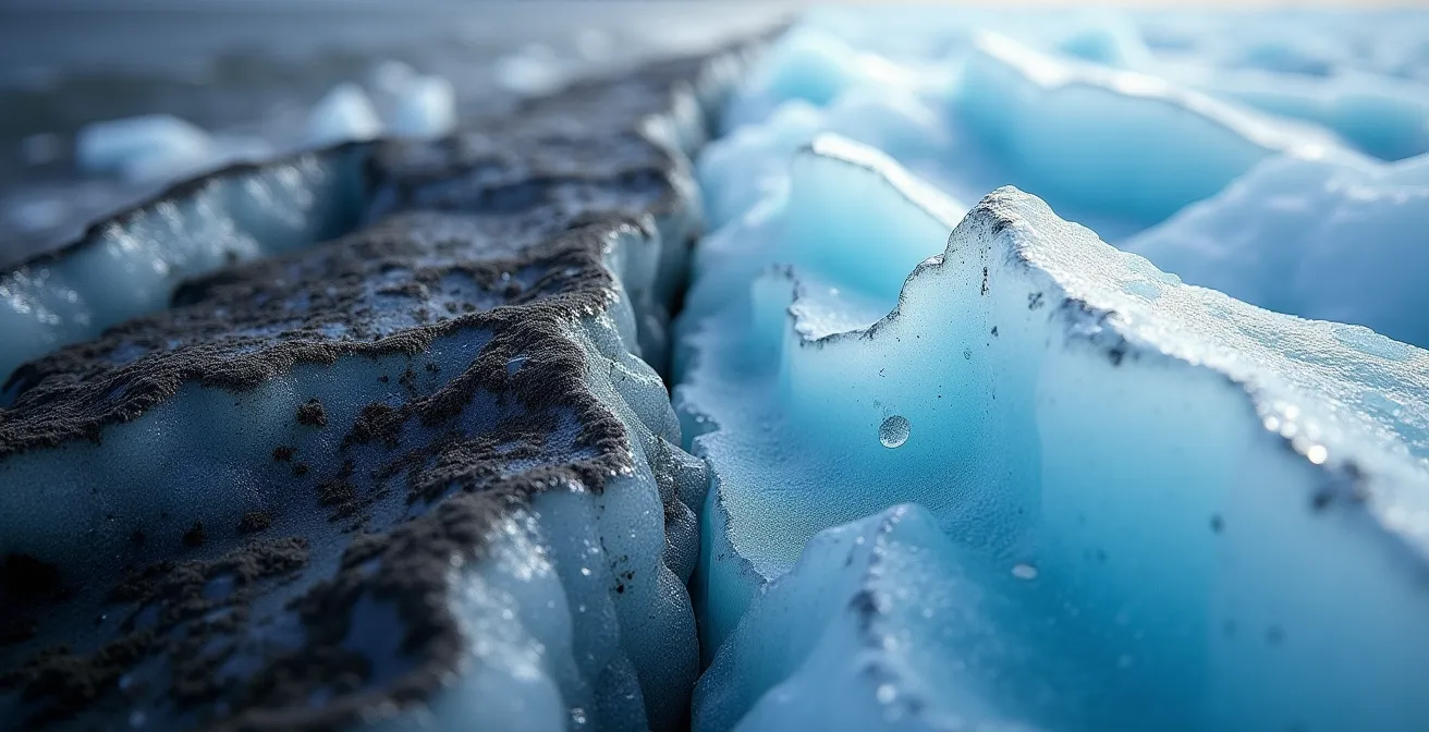 Vue comparative montrant les caractéristiques distinctes des glaciers Sólheimajökull et Vatnajökull