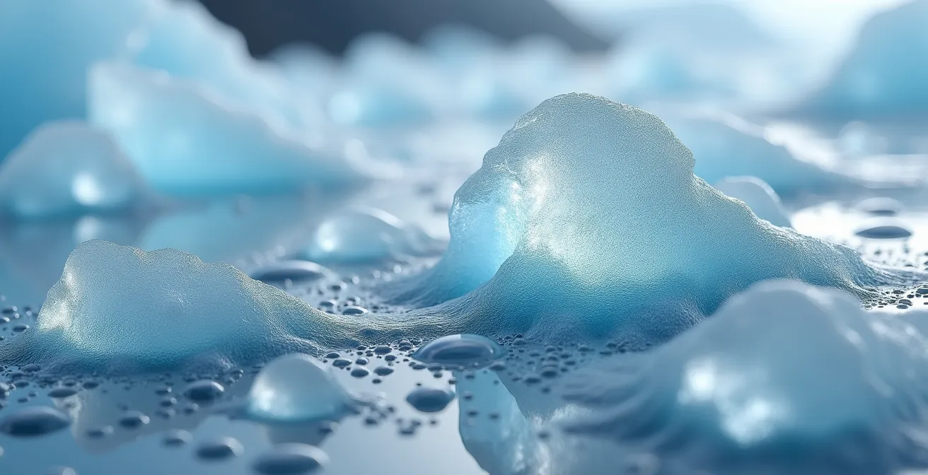 Glacier montrant les marques visibles du recul avec lacs proglaciaires et moraines exposées